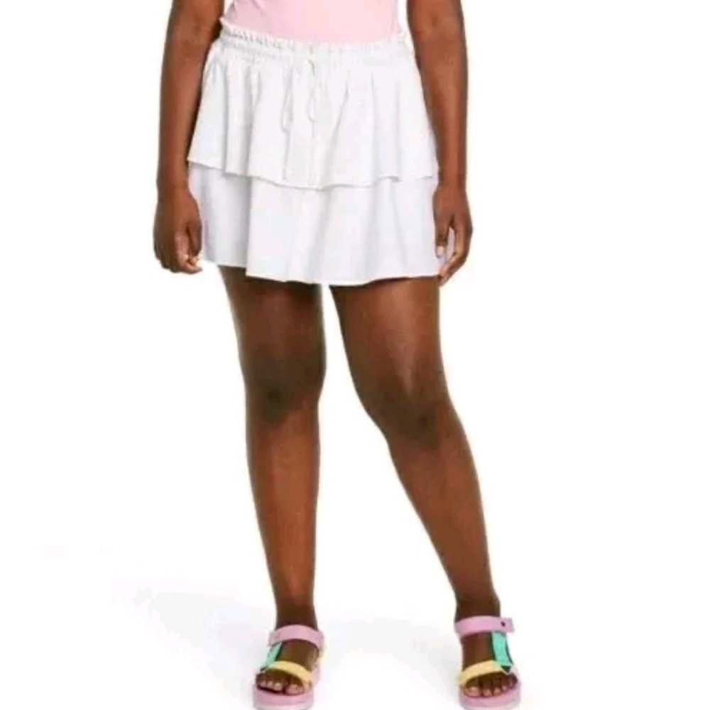 Stoney Clover x Target Hi-Rise White Linen Ruffle Mini Skirt Coastal Coquette L